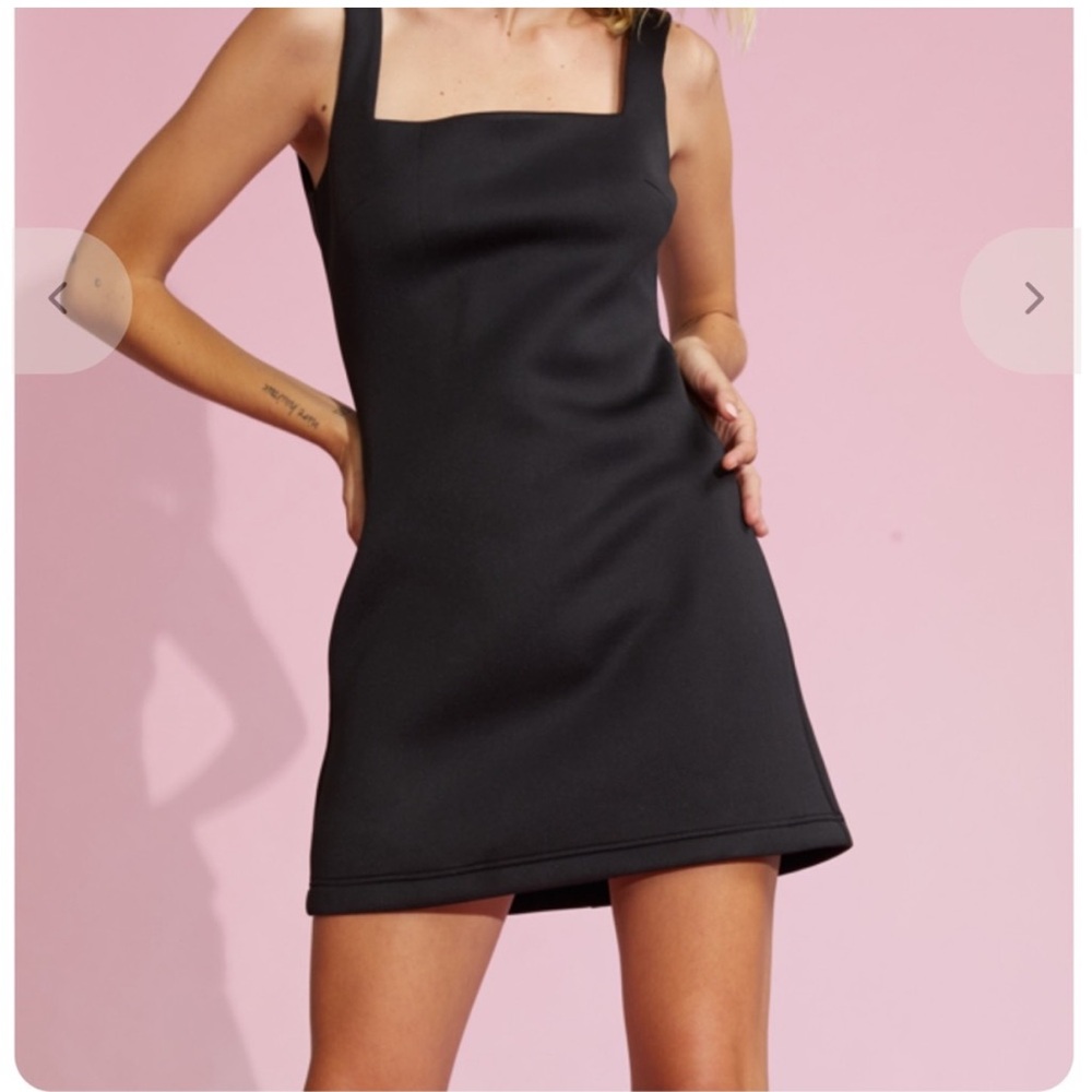 Cynthia Rowley Black bonded  Square-Neck Mini Dress